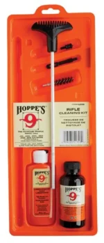 Hoppe's Cleaning Kit for Calibers .40 10mm, orange pack with rod, brushes and bottles
