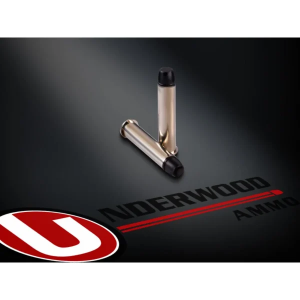 Underwood Ammo Rifle Ammunition, two cartridges above a black Underwood-branded box
