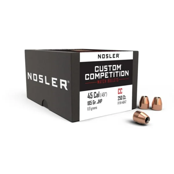 Nosler Custom Competition Bullets, black box with four copper-coloured bullets