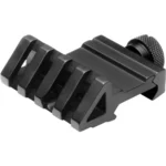 NCSTAR 45 DEG OFF-SET RAIL MOUNT WVR, black angled mount with grooved rails and adjustment knob