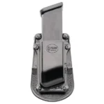 Fobus .45 Single Magazine Paddle Pouch in black, front view holding a magazine