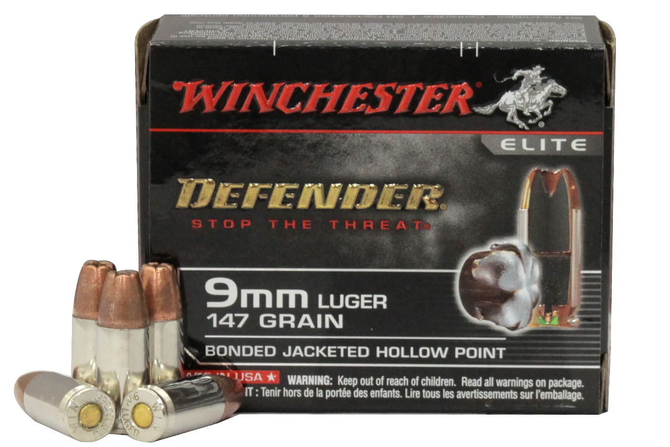 47073-DEFAULT-l.jpg Winchester PDX1 Defender Handgun Handgun Ammunition 9mm Luger 147 gr. JHP 20/ct