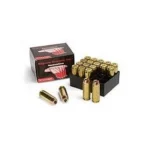 Magnum Research Handgun Ammunition, black and red box with brass cartridges and black tray