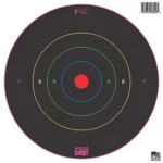 Pro-Shot 8-inch Bullseye Multi-Color Rings, round black target with colored rings and red center