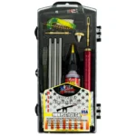 Pro-Shot 9mm Luger Classic Cleaning Kit, open black case with rods, brushes, patches and bottle