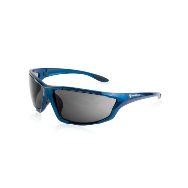 AOB Smith & Wesson Major Shooting Glasses, blue frame with smoke lenses, front angled view