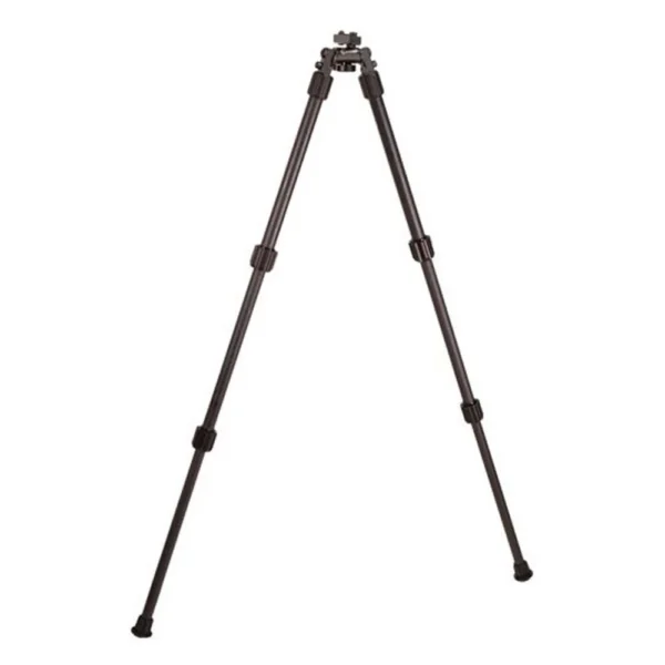 AOB Caldwell Accumax black carbon fiber bipod, front view with legs fully extended