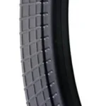 ProMag AK-47 Magazine, smoke polymer curved front view with ribbed body
