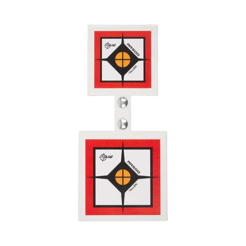 allen-ez-aim-ar500-steel-spinner-targets-stand-primary-1 Allen EZ-Aim Hardrock Square Spinner Targets, two red and white square targets linked vertically