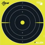 Allen EZ AIM Non-Adhesive Splash Bullseye, front view with yellow border and black numbered rings