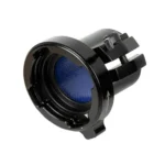 American Technologies Network ATN TICO 6 Scope Mounting System, black angled view with blue lens