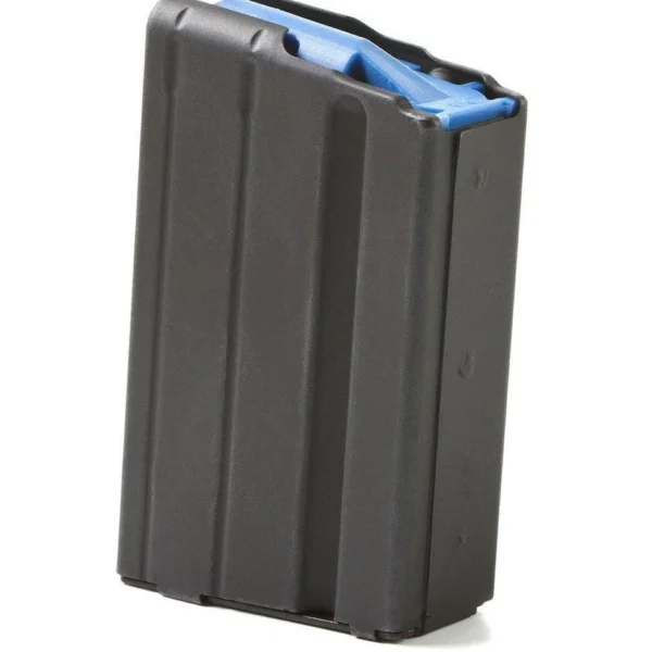 ASC AR Family Rifle Magazine black stainless steel magazine with blue follower