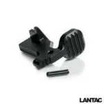 LANTAC BC-PRO Upgrade Bolt Catch, black angled view with grooved paddle and roll pin