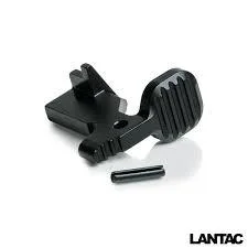 LANTAC BC-PRO Upgrade Bolt Catch, black angled view with grooved paddle and roll pin