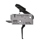 TriggerTech AR Duty Trigger, right-side view with silver housing, black flat trigger and top lever