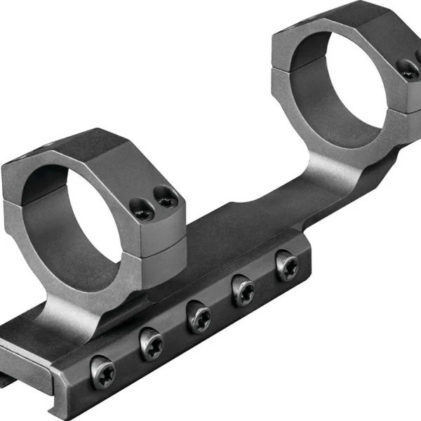 Leupold Mark AR Integral Mount matte black angled view with dual rings and rail base