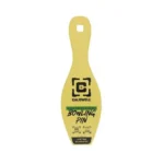 AOB Caldwell AR500 Bowling Pin Target, front view, yellow bowling-pin shape with black markings
