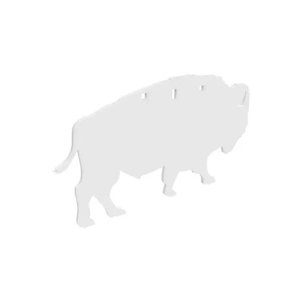 Birchwood Casey AR500 Silhouette Plate Target, white bison-shaped plate, side profile