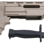 ProMag Archangel Rifle Stock 10/22 with Bayonet, tan stock kit and black bayonet, side view