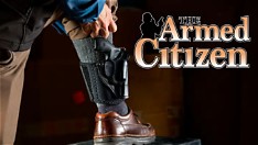 A concealed carry handgun in a professional holster for self-defense