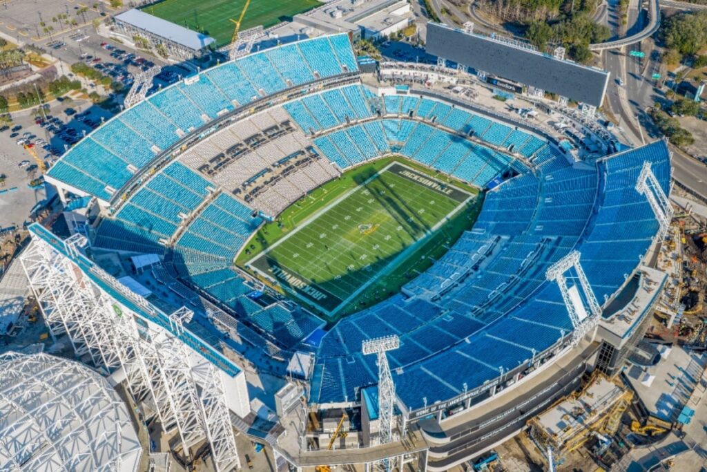 EverBank Stadium entrance illustrating Jacksonville lawsuit over firearm carry policies