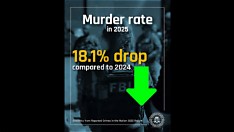 A digital display showing the decline in violent crime alongside rising gun ownership