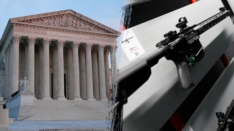 A modern semiautomatic rifle and magazine representing Second Amendment Amendment protections