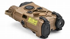 EOTECH holographic weapon sight and on-gun laser mounted on a modern rifle