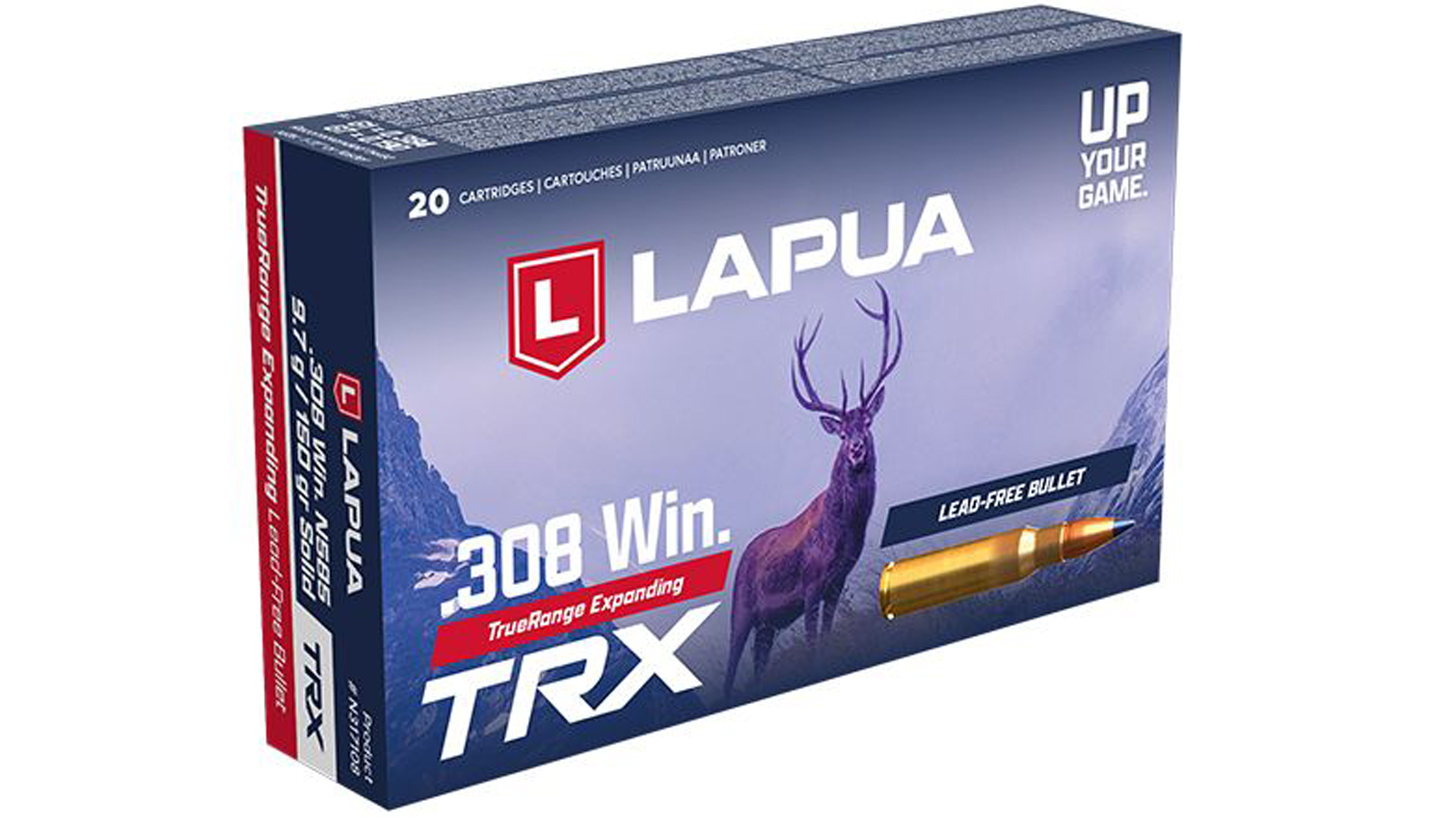A box of Lapua TRX ammunition sitting next to a precision bolt hunting rifle