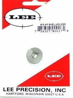 Lee Auto Prime Shell Holder #15, silver, top view on red and white branded card