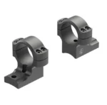 Leupold BC RM REM700, two black scope rings and bases in angled view