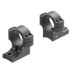 Leupold BC RM REM700, two black scope rings and bases in angled view