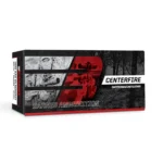 Barnes 300 Blackout JHP FB ammunition box in black, white and red, angled front view