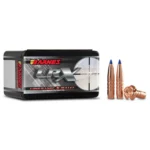 BARNES LRX, black box beside two copper-colored pointed bullets and expanded bullet