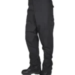 Tru-Spec BDU Basic Pants black, front view with cargo pockets and boots
