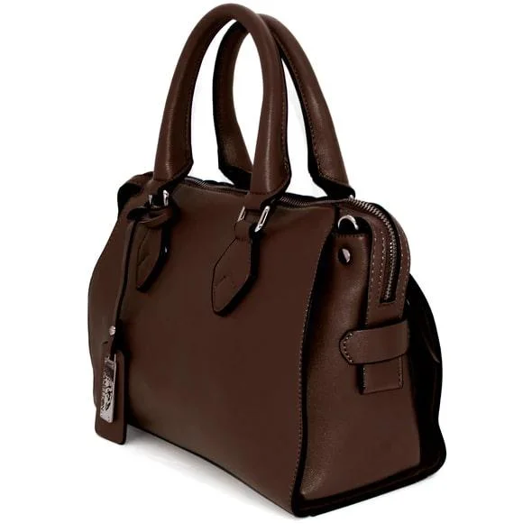 Rugged Rare Cameleon Bella Concealed Carry Purse, dark chestnut, front angled view with dual handles
