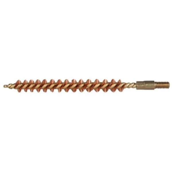 Pro-Shot Benchrest Brass Core/Bronze Bristle Rifle Bore Brush, side view with threaded end