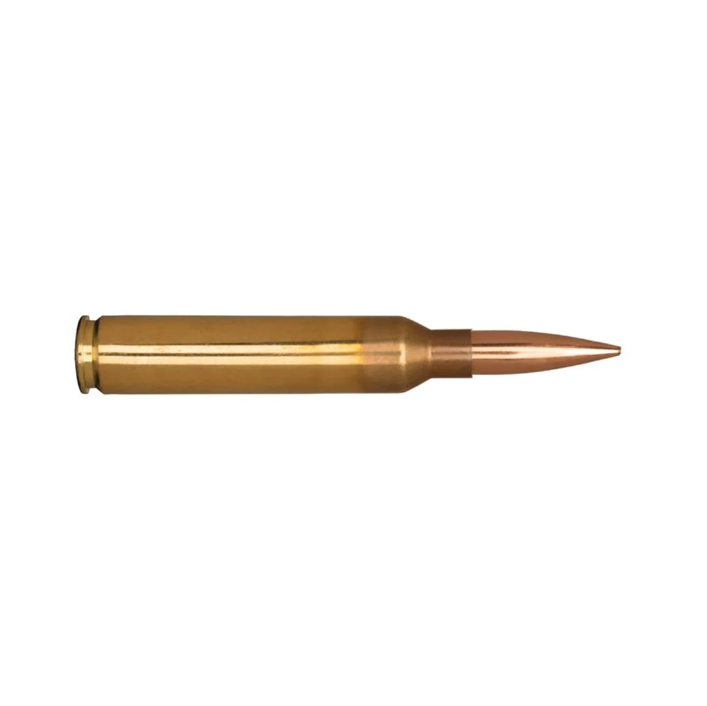 berger-300-prc-215gr-hybrid-target-ammo-primary Berger Hybrid Target .300 PRC ammunition, side view of brass cartridge with copper-coloured bullet