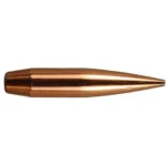 Berger Elite Hunter Rifle Bullets, side view of a copper-colored pointed bullet