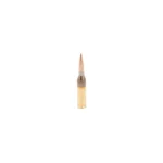 Berger Match Grade Rifle Ammunition, single brass cartridge in side view