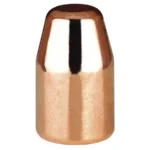 Berry's Superior Plated Pistol Bullets, copper-colored flat-point bullet in front view