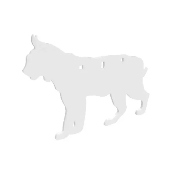 Birchwood Casey AR500 Steel Bobcat Target, white front view with animal silhouette and holes