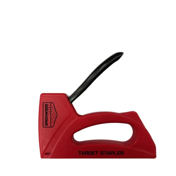Birchwood Casey Target Stapler, red side view with black handle
