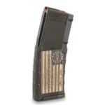 Black Rain Ordnance 1791 American Flag Rifle Magazine, dark grey angled view with flag graphic