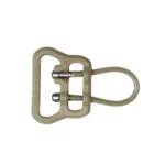 Blue Force Gear ULoop sling hardware in tan, top view with metal loop and buckle