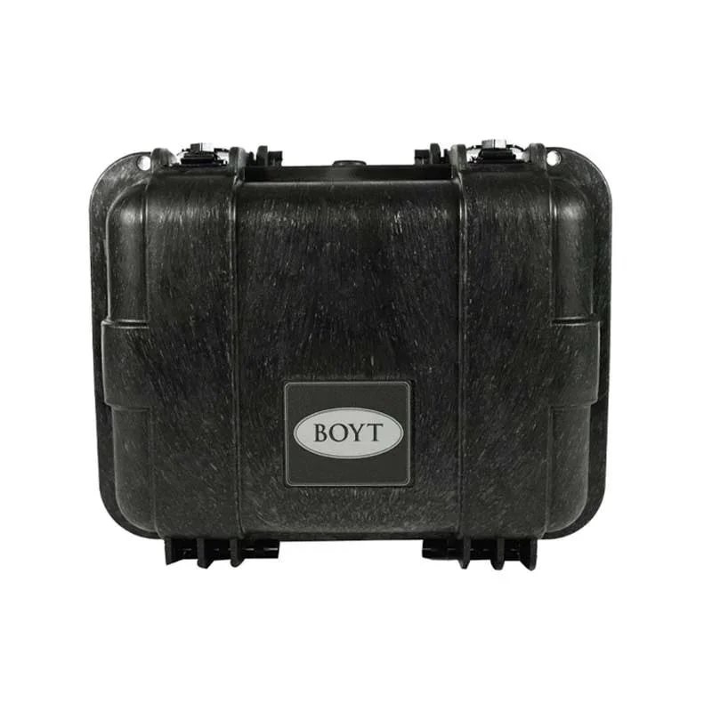 boyth15-compact-handgun-case-primary Boyt H15 Compact Double Handgun/Accessory Hard Case, black front view with handle and latches