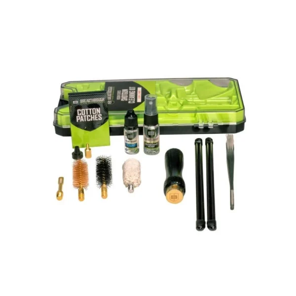 The Allen Company Inc. Breakthrough Vision Series Shotgun Cleaning Kit, open green case and tools