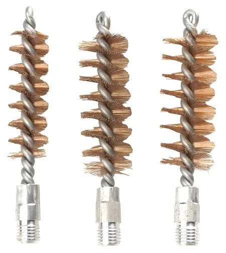 AOB Tipton 6-Piece Bronze Shotgun Bore Brush Set with three bronze spiral brushes upright