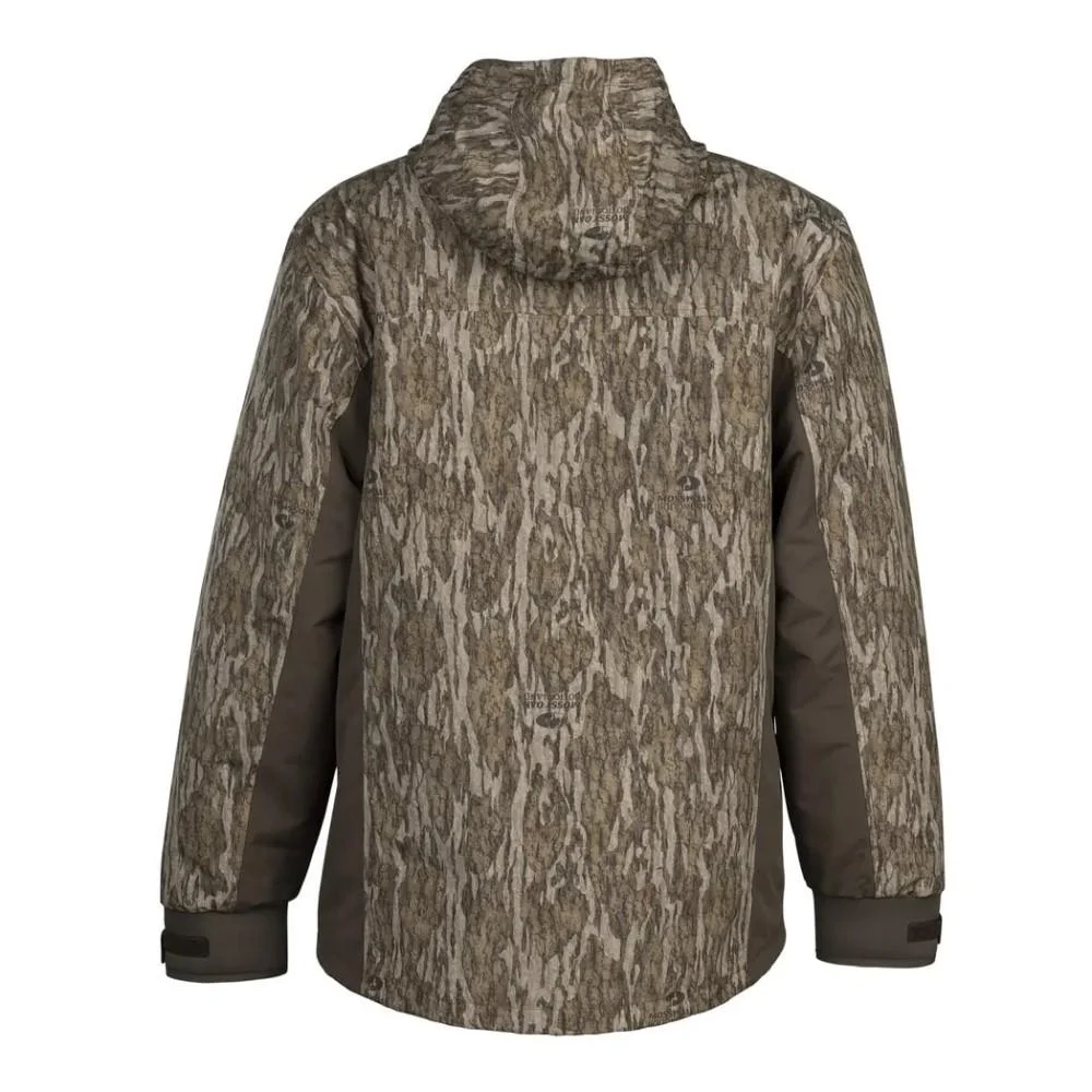 browning-cold-front-parka-mossy-oak-bottomland-s-primary Browning Cold Front Parka Mossy Oak Bottomland, rear view with hood, dark sleeves and cuffs