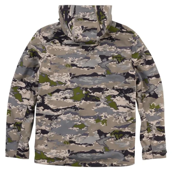 Browning Pahvant Pro Jacket, front view in Ovix camo with hood and long sleeves